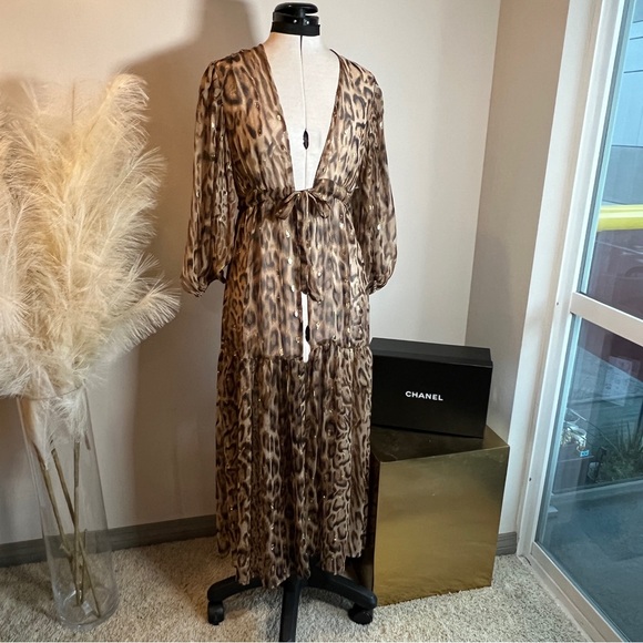 NWOT Express Sheer Maxi Dress Old Money Coverup Duster - Picture 11 of 11